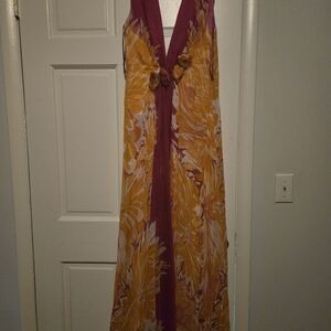 Marc Bouwer Pink and Yellow Floral Maxi Dress
